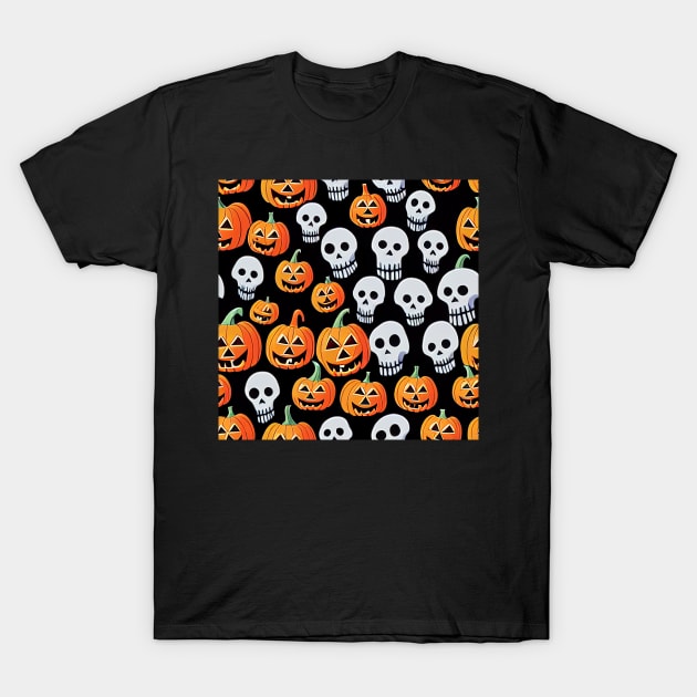 Spooky Halloween cartoon pattern art 9 regular grid T-Shirt by KoolArtDistrict